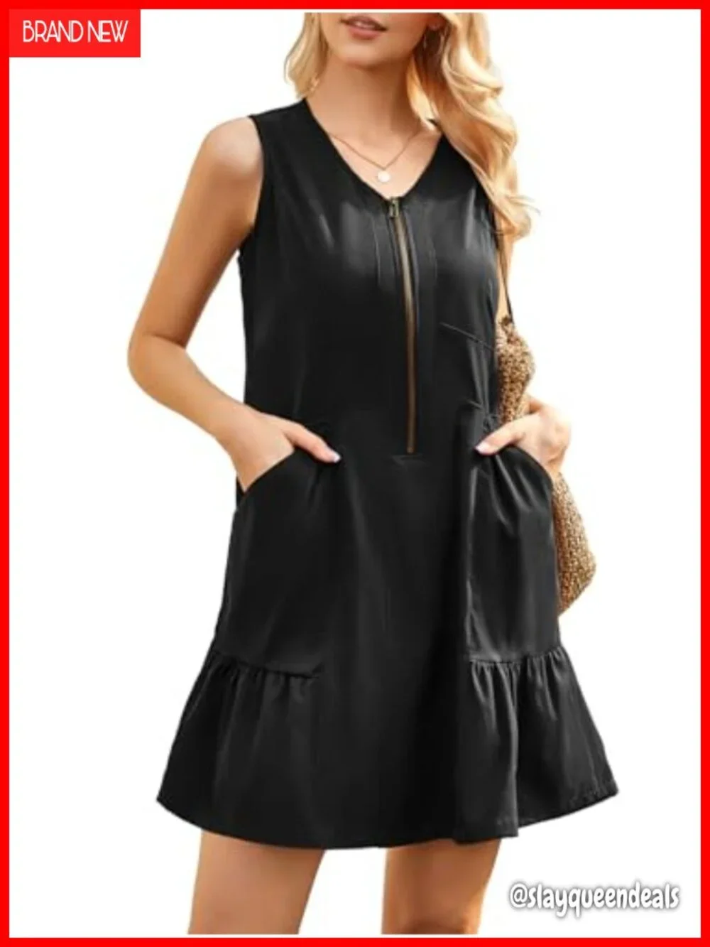 Half Zip Tank Utility Dress with Pockets